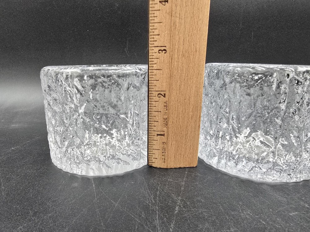 2 PC MCM Thick Ice Glacier Candle Holders