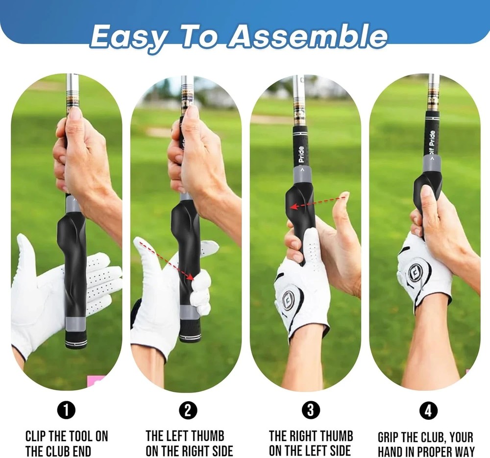 Clip-On Golf Grip Trainer, Golf Swing Training Aid for Improving Proper Hand Pos