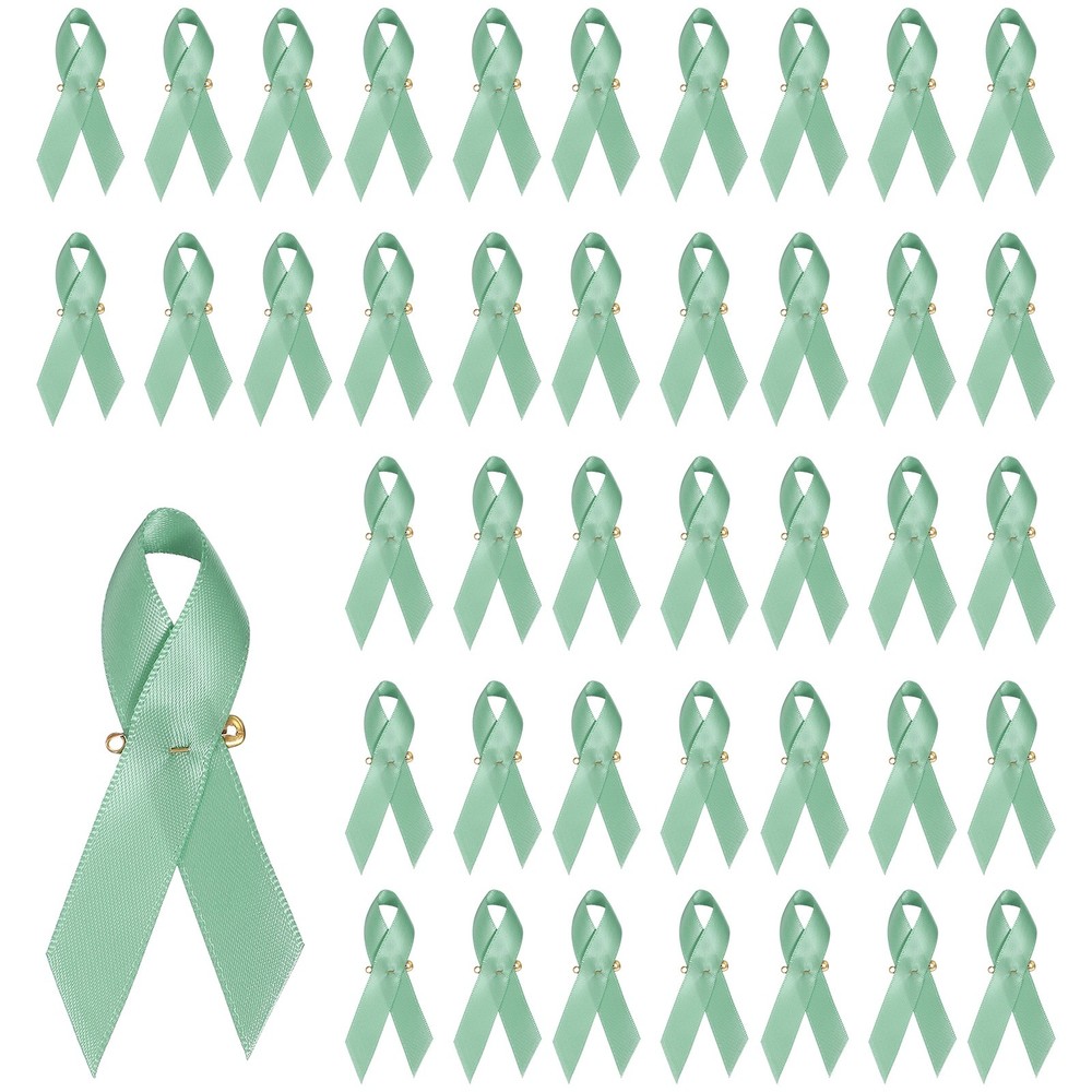 50 Pcs Polyester Ribbon Satin Pins, Celadon