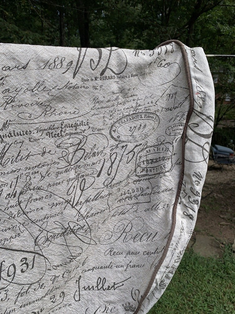 Custom Designed Dog Bed Cover Paris Stamp Cursive Handwriting 42” Diam Round