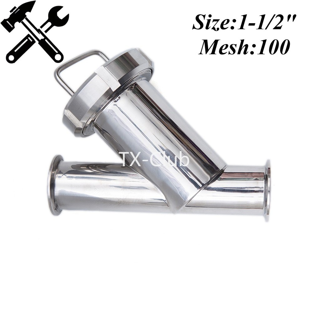 SS304 1-1/2" Sanitary Inline Y Strainer 100 Mesh Pipe Filter
