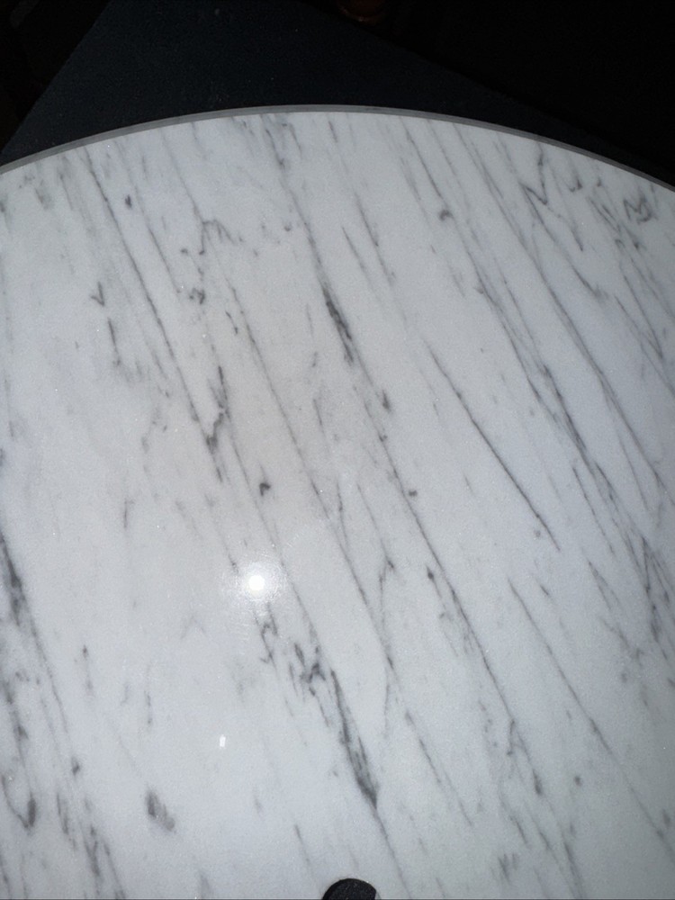 Vintage Solid Replacement 18” Marble Table Top (Italy) White & Gray Veining