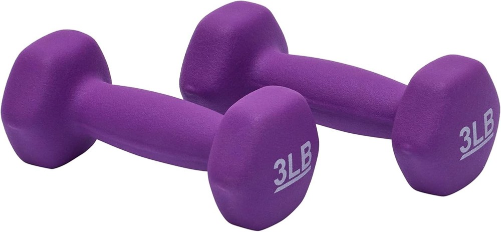 Neoprene Dumbbell Hand Weights for Exercise - Purple - 6 Pounds