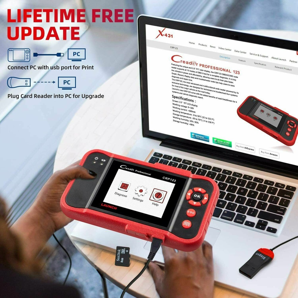 2024 Launch CRP123 Elite Car OBD2 Diagnostic tools ABS SRS Engine Code Reader US