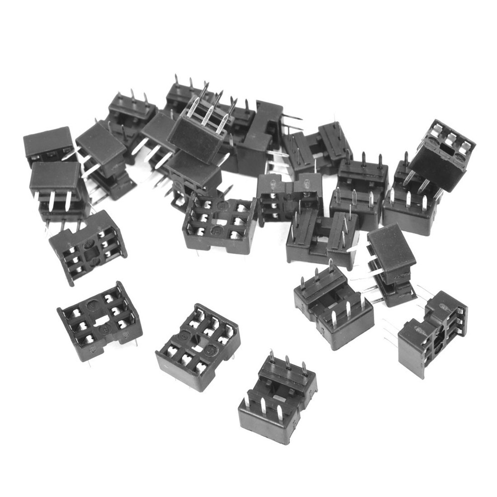 25pcs 2.54mm PCB Board 2 Row 6-Pin DIP Solder Type IC Socket Adapter