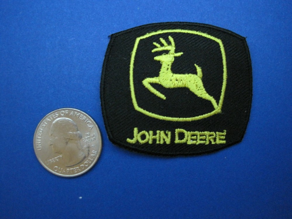 JOHN DEERE INDUSTRIAL TRACTOR PATCH IRON ON BACK SMALL 2 X 2 IN. BLACK & YELLOW