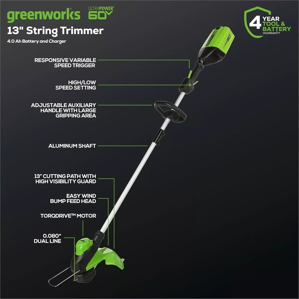 Greenworks 60V 13" Cordless String Trimmer & Leaf Blower Combo Kit *TOOLS ONLY*