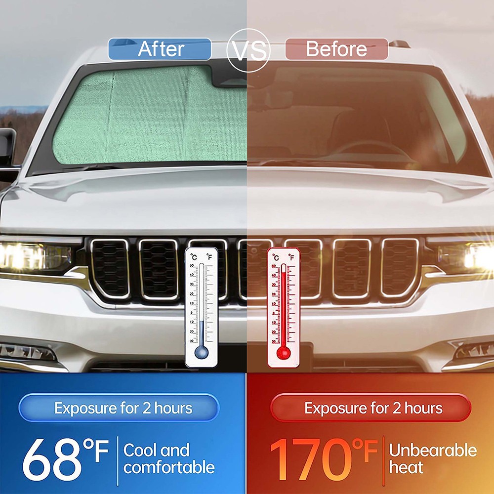 Folding Front Window Windshield Sunshade Visor Cover for Jeep Grand Cherokee 22+