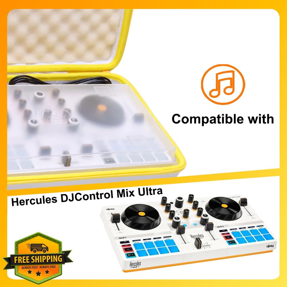 LTGEM DJ Controller Case Hercules DJControl Mix White/Orange