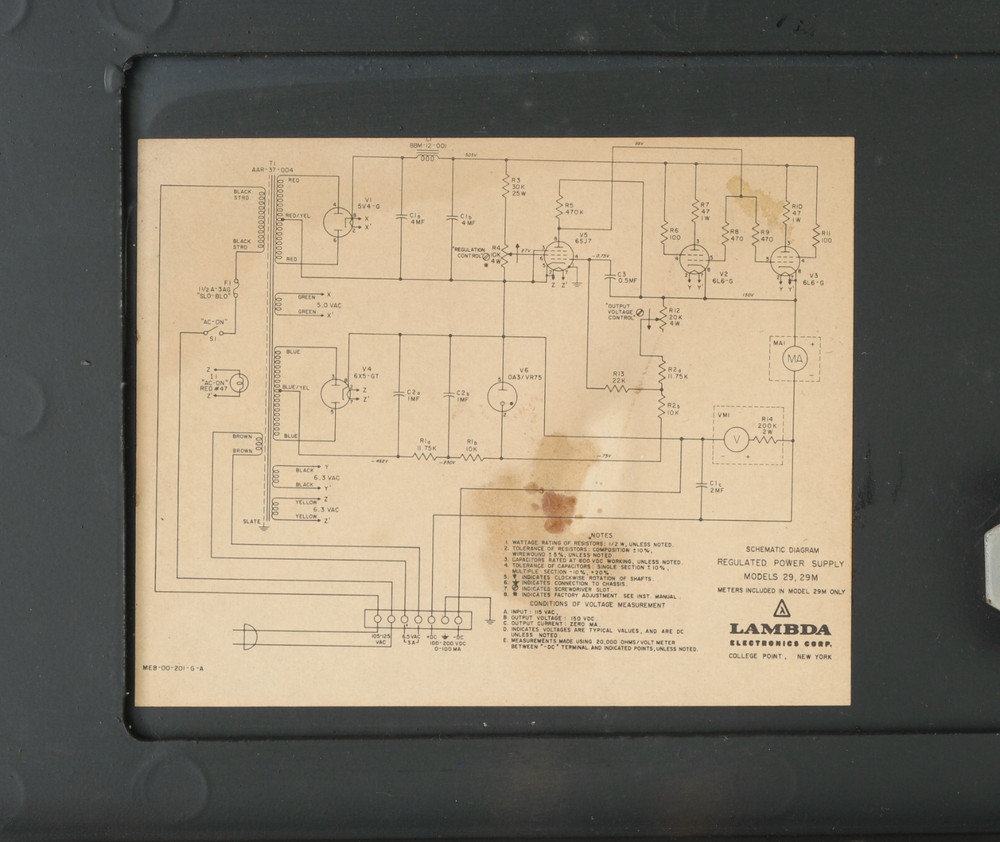 Lambda Model 29 Regulated Power Supply : S/N 8458