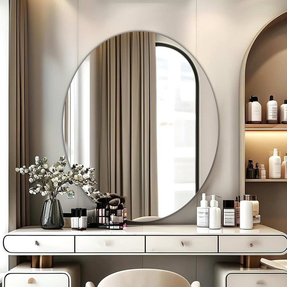 Oval Mirror, Acrylic Oval Bathroom Mirrors Unbreakable Frameless Wall-Mounted...