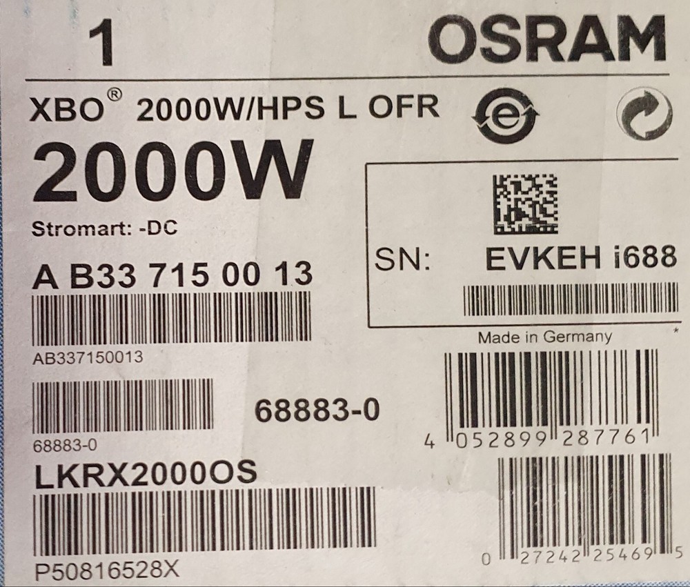 Xenon Short Arc Lamp 2000W