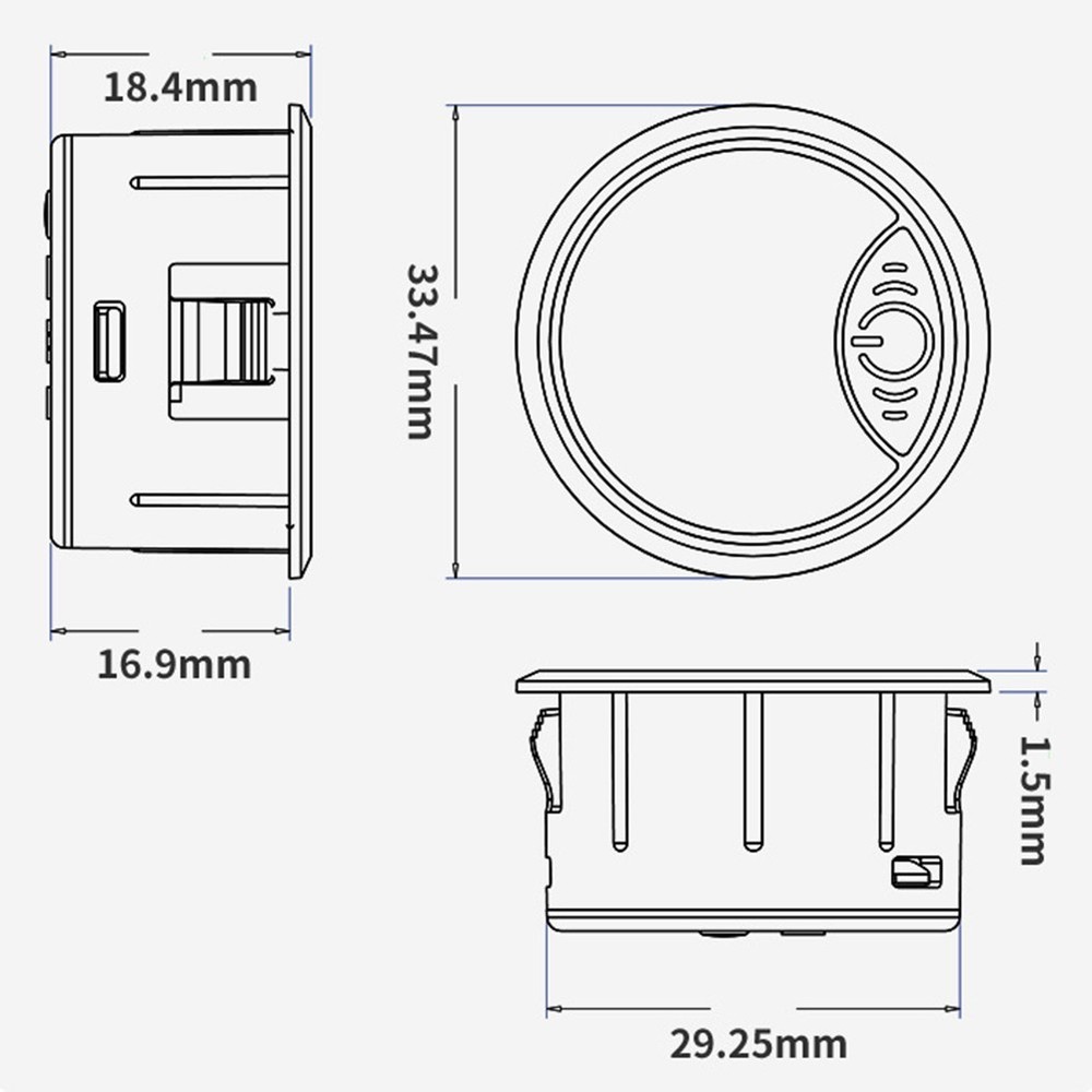 Round Digital Voltmeter with LED Display and Touch Operation for Batteries