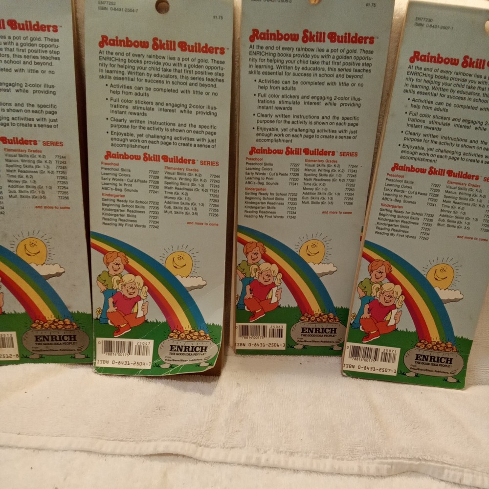 4 Vintage Rainbow Skill Builders Learning activity books Education 4-7 diff pre