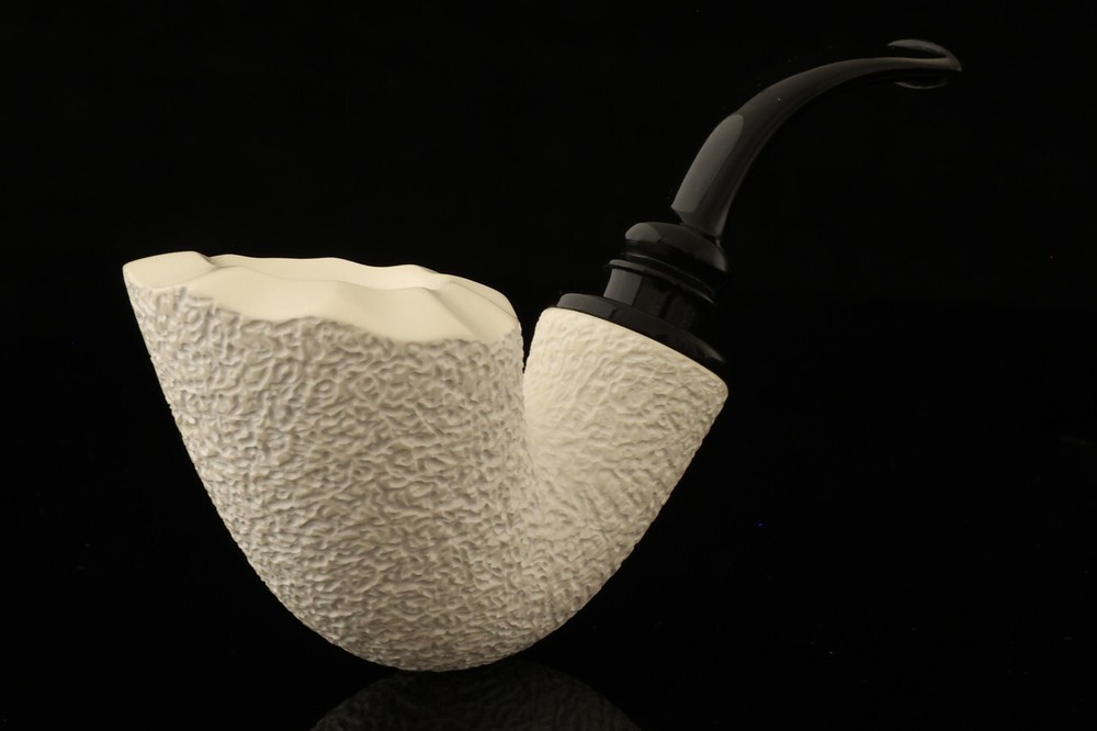 srv Premium - RC - Rustic Reverse Calabash - Meerschaum Pipe pocket case 14949