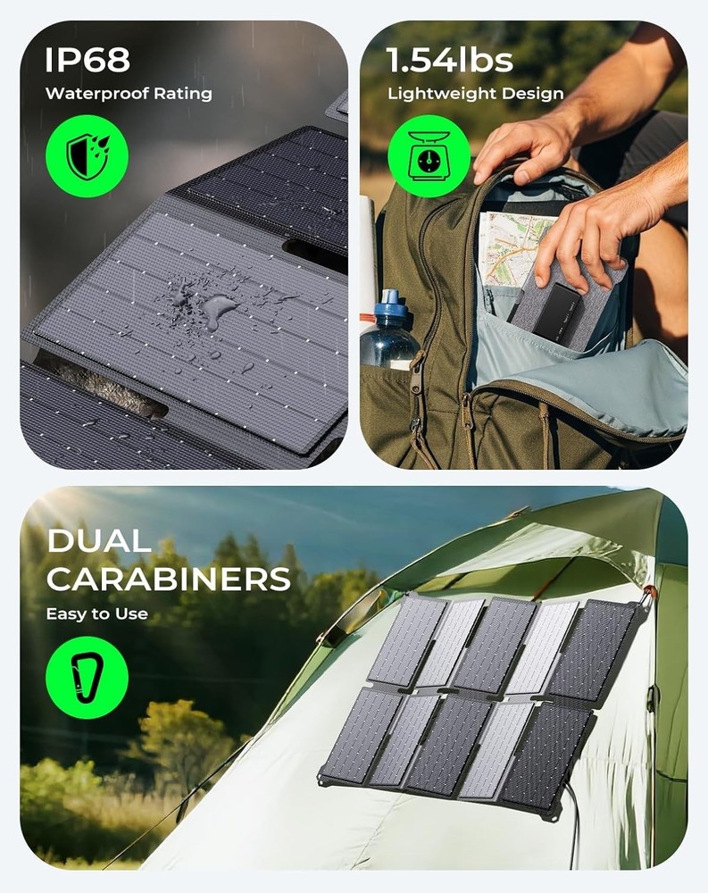 Lightweight Portable Solar Charger with Fast Charging for iPhone and Android