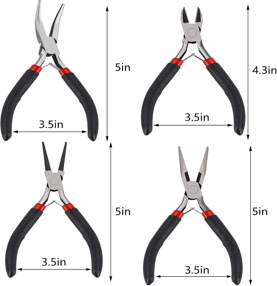 4 Pack Jewelry Pliers Making Tools Kit with Needle Cn Black