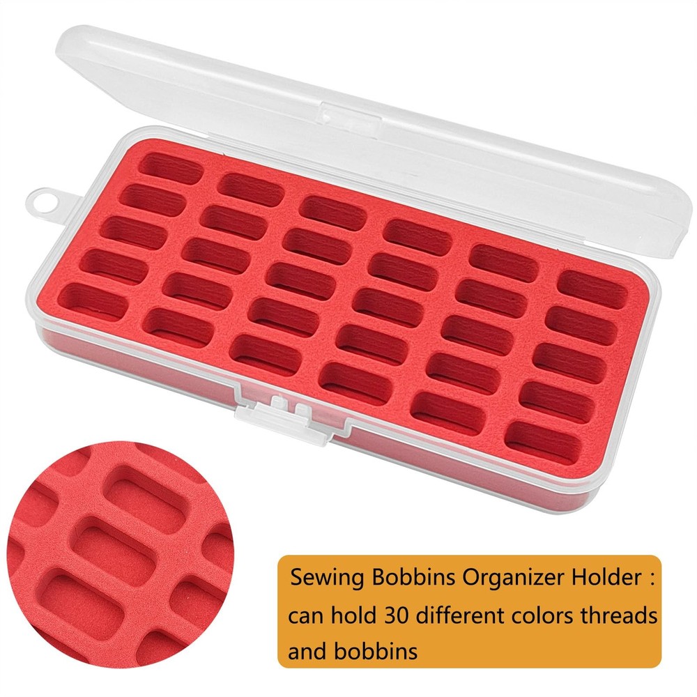 Pack of 2 Plastic Bobbin Storage Case Bobbin Boxes Thread Organizer Holds 60p...