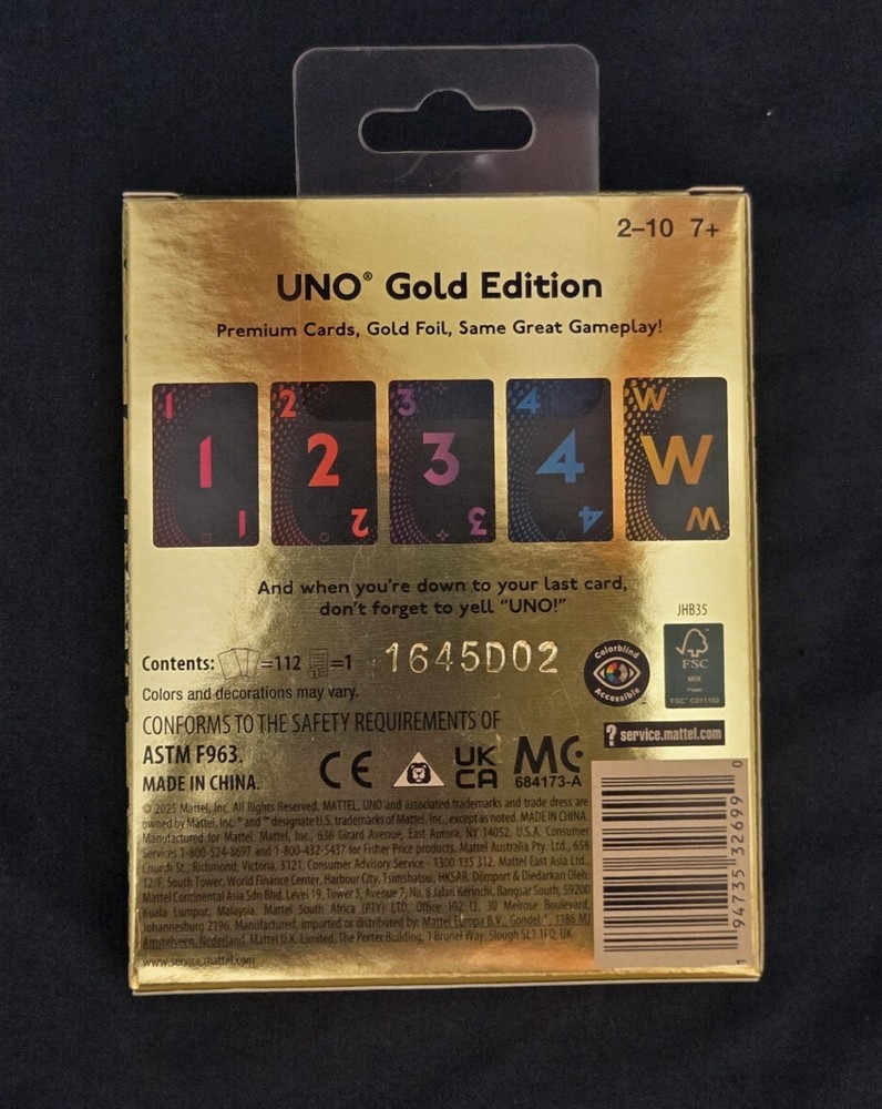 UNO Gold Edition Card Game 2025