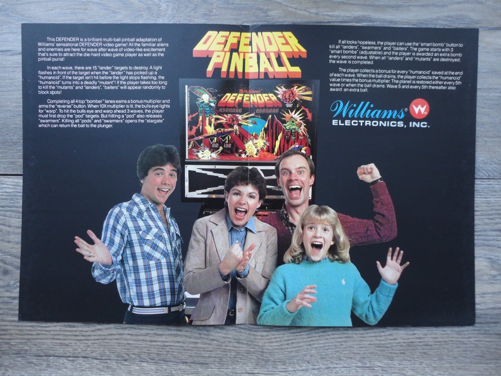 Defender Pinball Flyer Original Williams Brochure