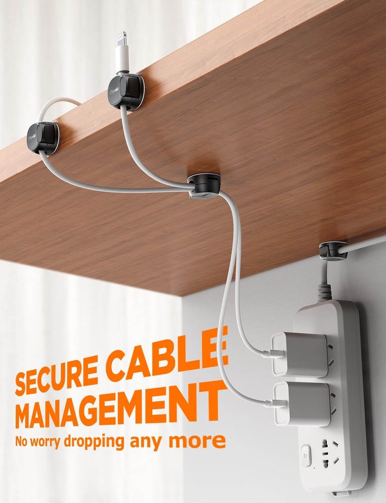 12Pack Cord Organizer [Dual Spring & Clasp, Max Secure] Cable Clips - Cord Ho...