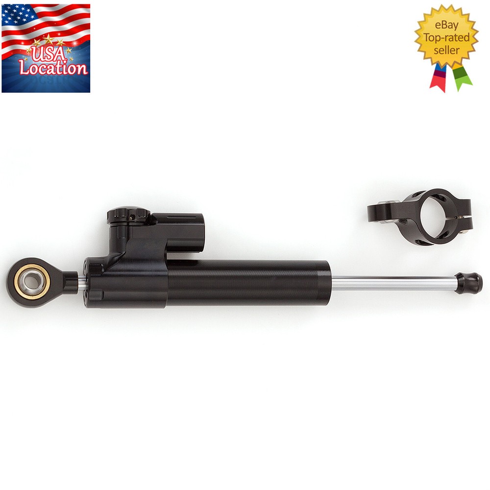 Universal CNC Steering Damper Stabilizer Linear Reversed Shock Absorber Black