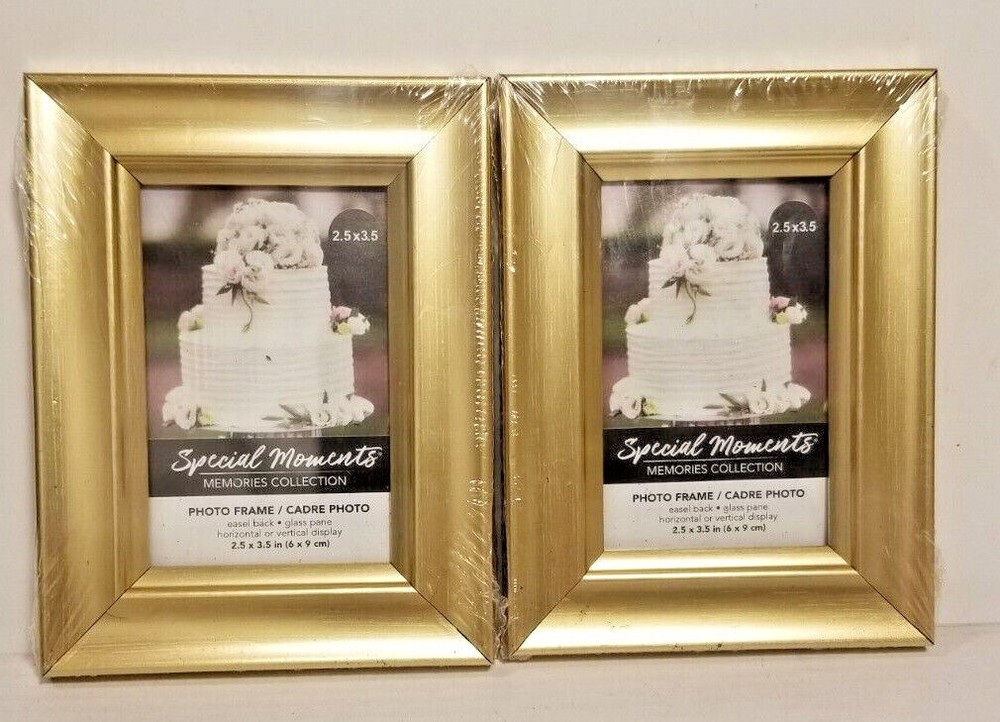 2 Pack 2.5X3.5 in. Gold Picture Frames Vertically or Horizontal