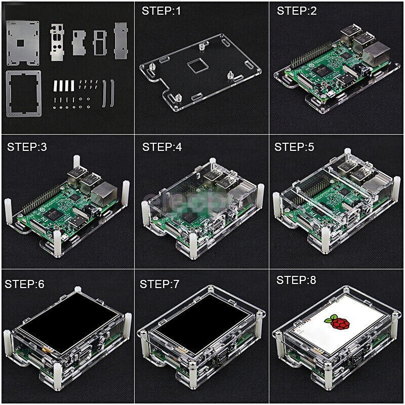 3.5" HDMI LCD Display Touch Screen for Raspberry Pi 3B+ 4B w/ Case & Heat sink