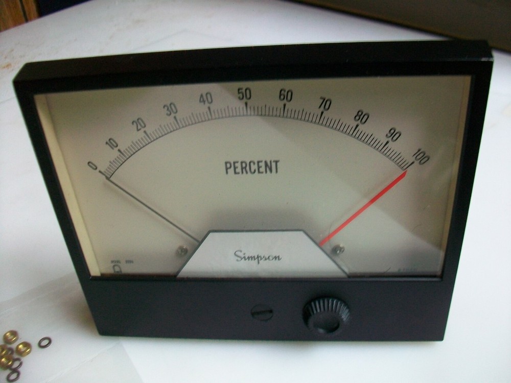 SIMPSON ANALOG  METER RELAY 0-1 Ma. Dc. (SCALE 0-100 %)