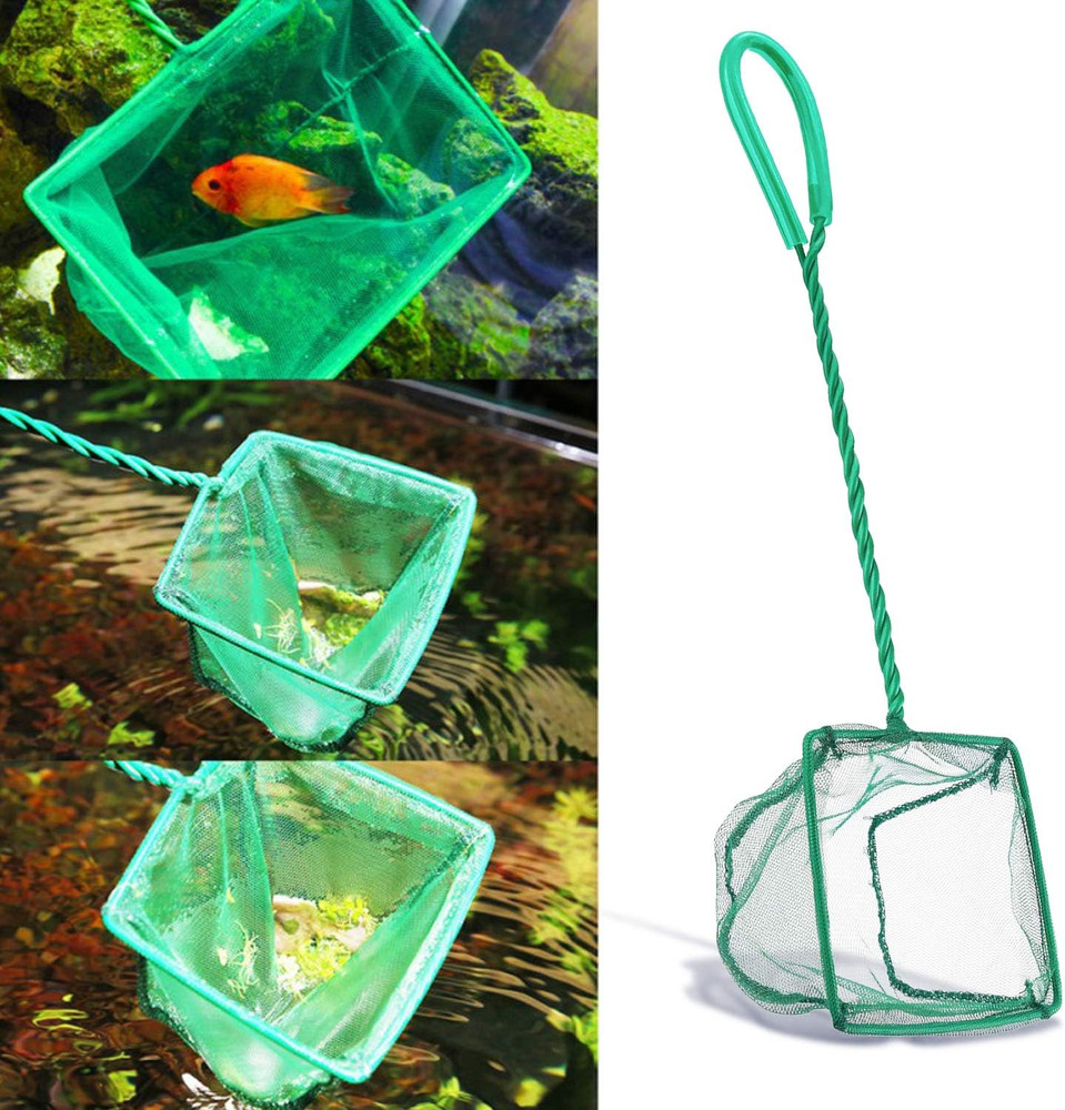 2 Pack Aquarium Fish Nets, 4 Inch Small Mesh Fish Catch Nets with Plastic Handl