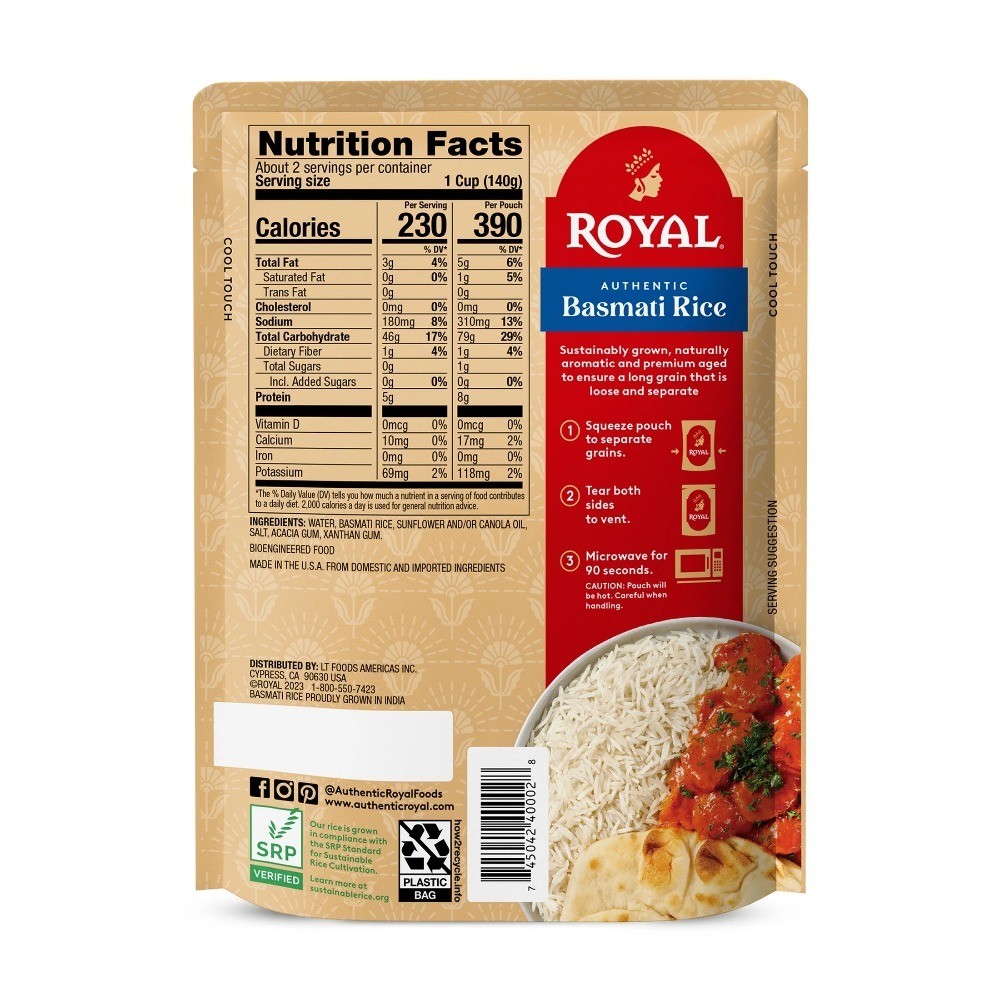 Ready-to-Heat Long Grain White Basmati Rice 8.5 oz 6 Pack
