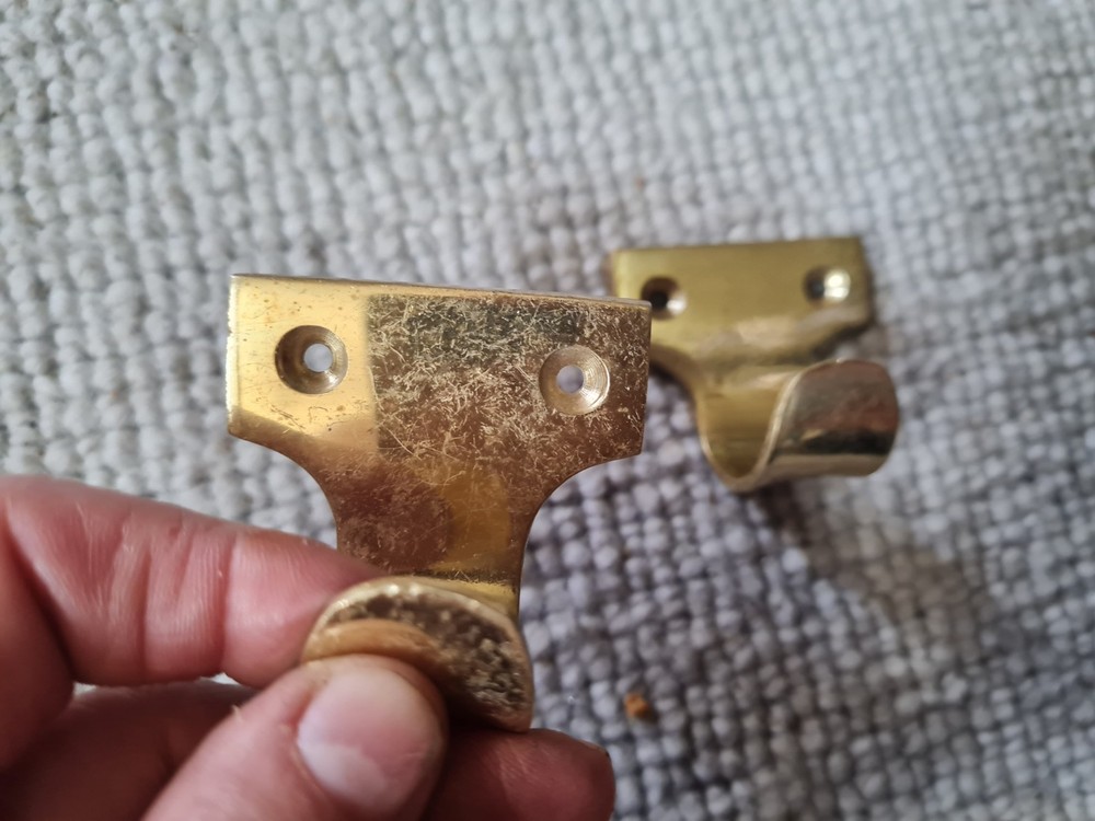 2 x Vintage Brass Sash Window handle pulls