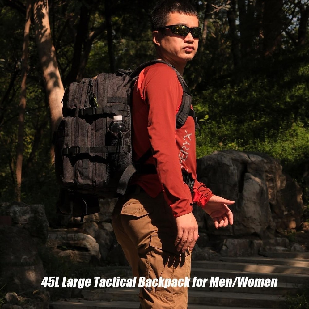 Durable 45L Tactical Backpack with Hydration Compartment - Ideal for Treks