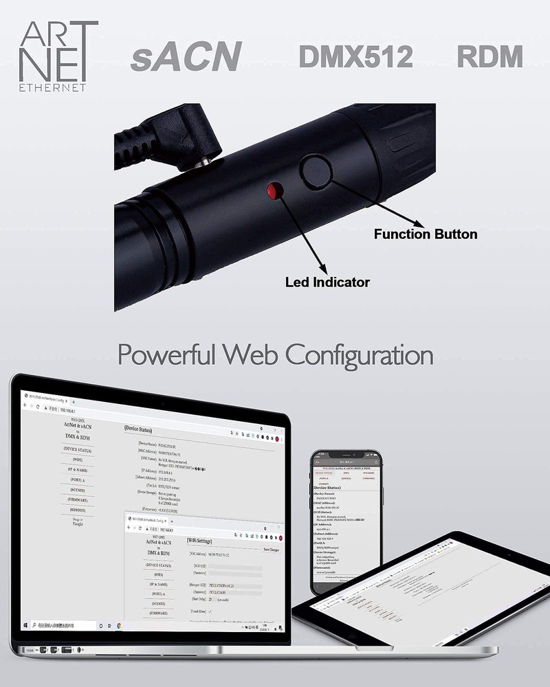 2.4G Wireless DMX Controller,Compact Transceiver with Wi-Fi Connectivity, Sup...
