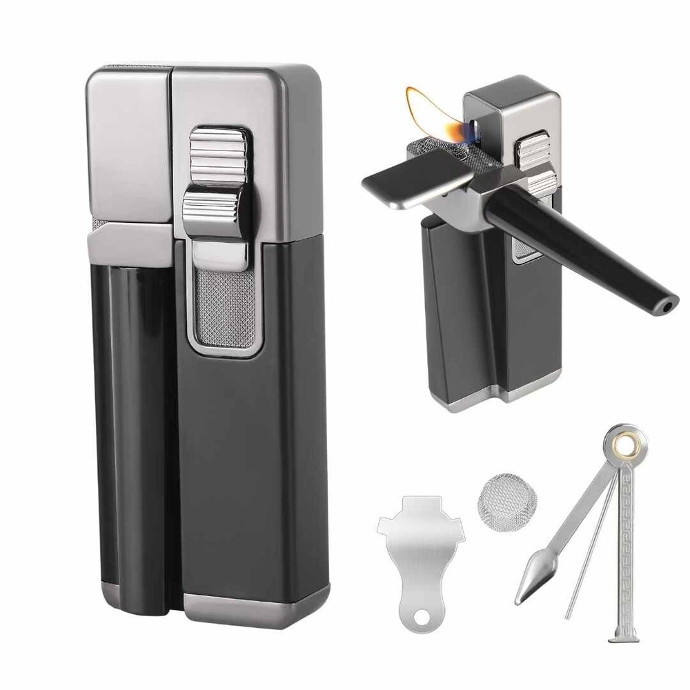 Portable Metal Lighter & Pipe Foldable Smoking pipe Multi-Functional Design