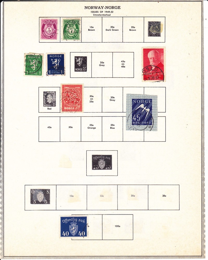 Norway Stamps on pages