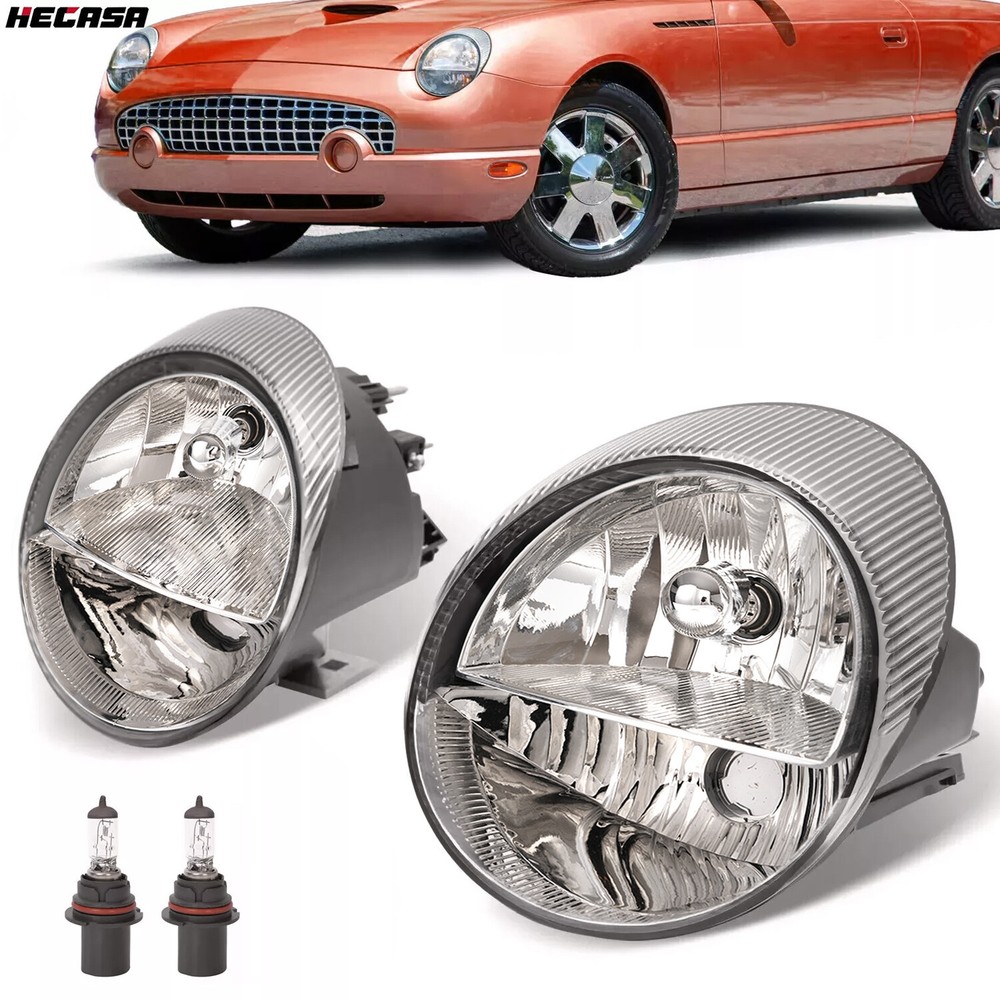 HECASA Headlights Set Driver Passenger For Ford Thunderbird 2002 2003 2004 2005