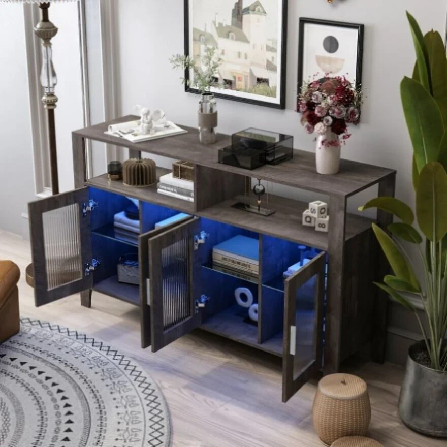 Sideboard Buffet Cabinet, Accent Cabinet with glass doors, Storage Cabinet