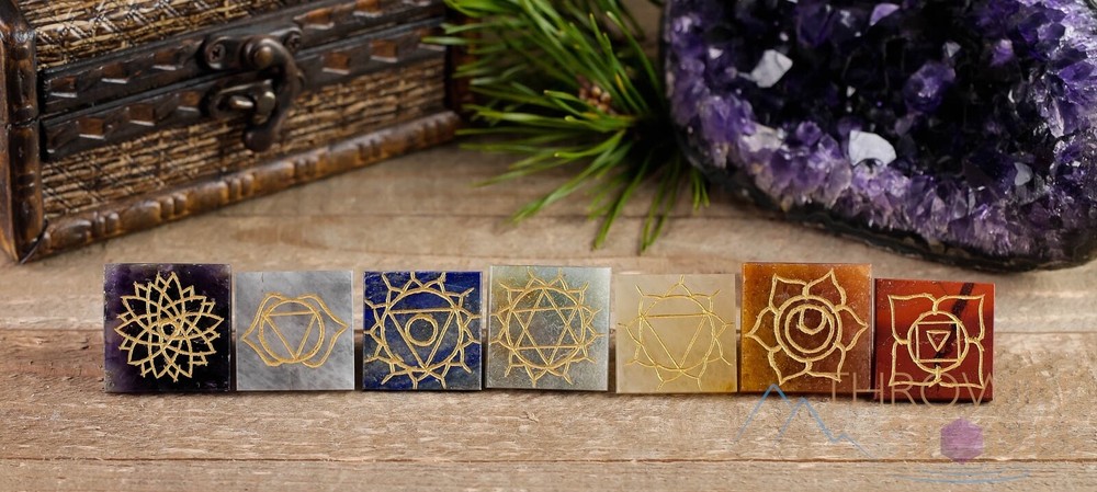 Rainbow CHAKRA Crystal Pyramids, Starter Kit Set, Self Care, Healing Stone E0867