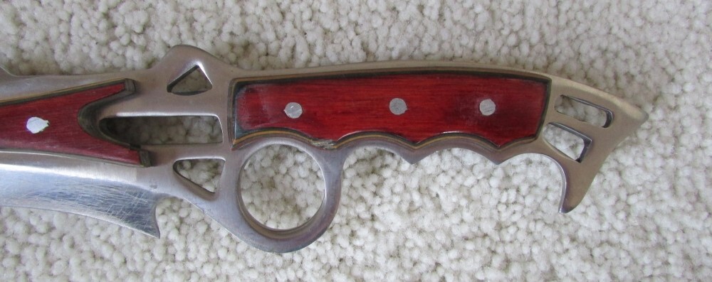 HAND CRAFTED ROSE WOOD DISPLAY KNIFE 7" BLADE W/ CUSTOM LEATHER SHEATH