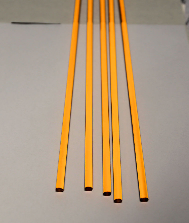 5 PC 1/4” DIAMETER 24” INCH LONG CLEAR AMBER ACRYLIC TRANSLUCENT COLORED ROD