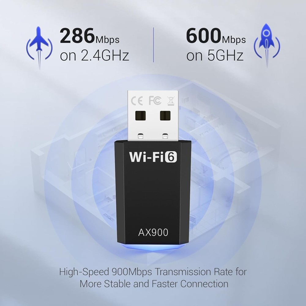 WiFi 6 USB Adapter AX900 Dual Band Desktop PC