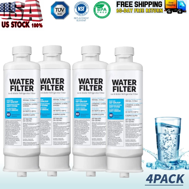 4 Water Filter For SamSung HAF-QIN/EXP REFRIGERATOR DA97-17376B DA97-08006C