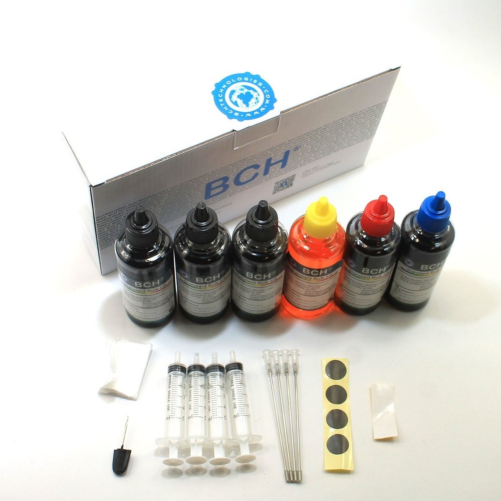 BCH Standard Printer Refill Ink Kit – 600ml Bulk Dye (3X Black, KCMY