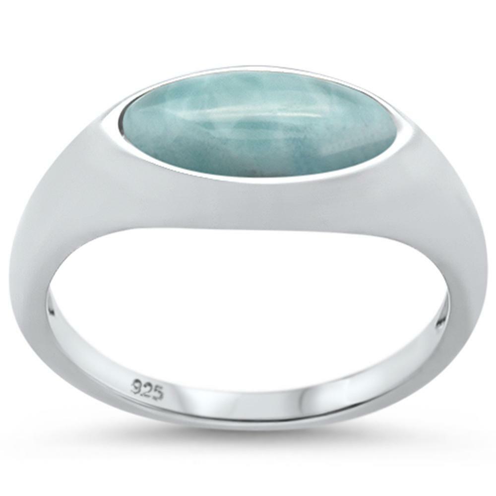 Natural Larimar Design .925 Sterling Silver Ring