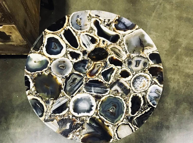 Wild Agate Side Table, Agate Coffee Table, Agate Table, Gemstone Side Table Deco