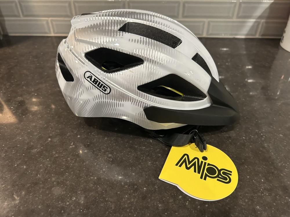NEW MIPS Mactor Abus White & Silver Brain 🧠 Protection System - Size 51-55 cm