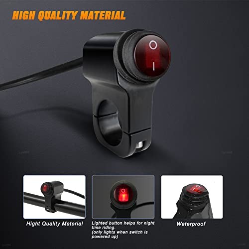 Motorcycle Handlebar Switch ATV Handlebar Light Switch 12V 1 Piece Red