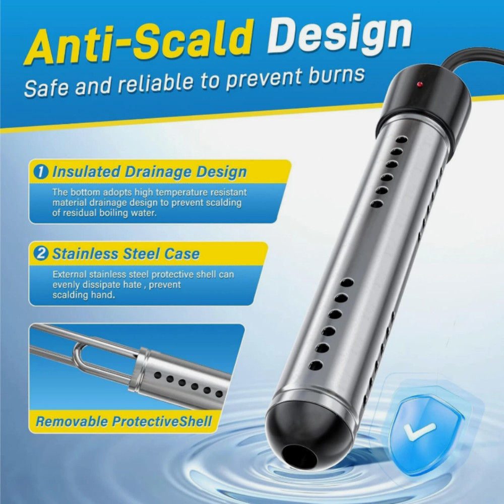 2000W Immersion Water Heater Submersible Portable Electric Heaters 110-125V AC