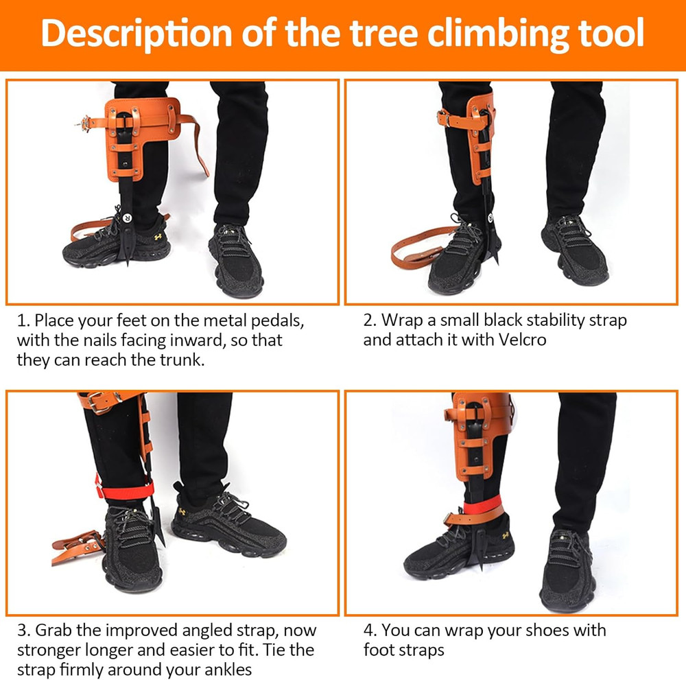 Tree Climbing Gear, Tree Climbing Spikes, Tree Climbing Gear with Adjustable Cli